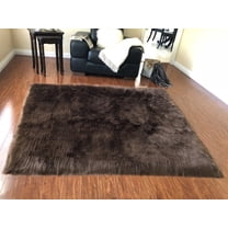Soho Luxurious Faux Sheepskin Brown Shag Area Rug or Runner