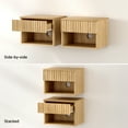 thumbnail image 7 of EYYTHUNG Wall-Mounted Floating Nightstand Set of 2, Modern Fluted Cabinet Bedside Table with Drawer & Storage Shelf, Natural Oak, 7 of 7