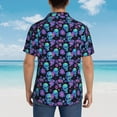 thumbnail image 4 of Fotbe purple flower blue Skull Camisa Hawaiana para Hombre Unisex – Camisa Casual de Verano con Botones de Manga Corta de Algodón y Lino,3X-Large, 4 of 7