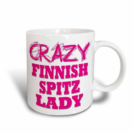 3dRose Crazy Finnish Spitz Lady, Ceramic Mug, 11-ounce