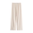 thumbnail image 2 of Besolor Pajama Pants for Women Casual Elastic High Waist Wide Leg Pants Solid Color Loose Comfy Lounge Trouser Sleepwear Beige, 2 of 4