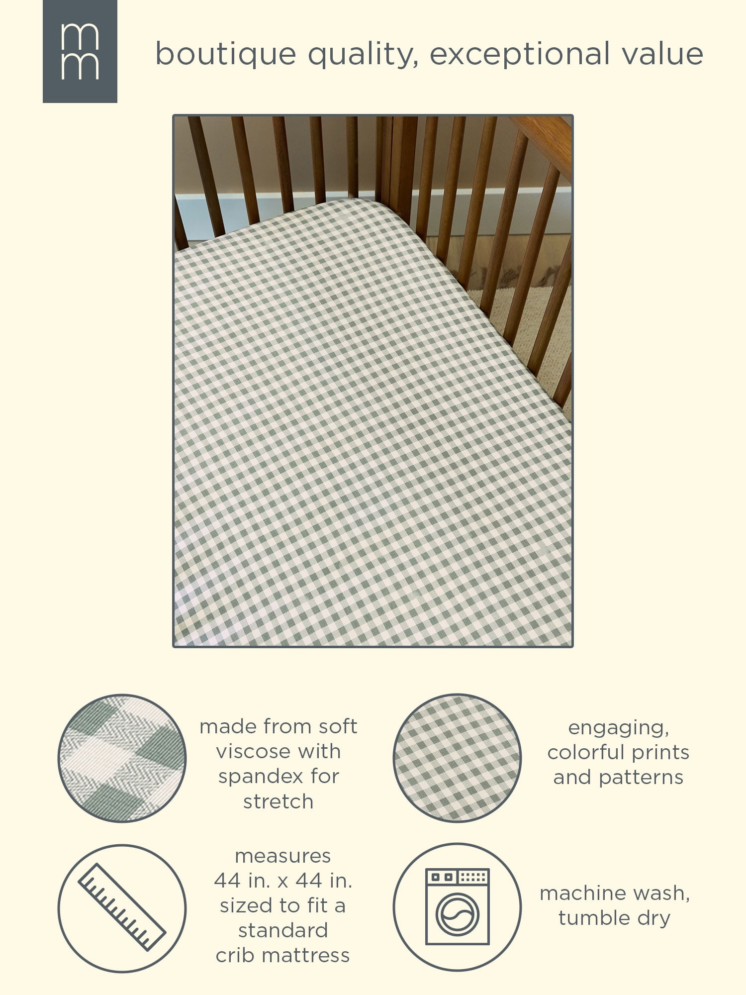Modern Moments by Gerber Baby Neutral Super Soft Fitted Crib Sheet, Gray Western, One Size