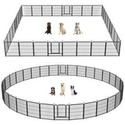 FXW 32 Panels 32"H Puppy Play Yard,Metal Outdoor Dog Pens with Doors for Large/Medium/Small Dogs, Large Dog Exercise Pens,Black