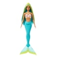 thumbnail image 1 of Muñeca Barbie Sirena con pelo de fantasía bicolor azul y amarillo y accesorio para diadema, juguete con corpiño de concha y cola turquesa, 1 of 5