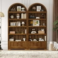 thumbnail image 3 of 71.6" Tall Arched Bookshelf, 6 Tier Farmhouse Cabinet with Open Shelf & Storage Drawers, Modern Freestanding Wood Bookcase for Living Room, Bedroom, Home Office,Walnut, 3 of 8