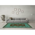 thumbnail image 3 of Ahgly Company Machine Washable Indoor Square Persian Turquoise Blue Traditional Area Rugs, 5' Square, 3 of 4