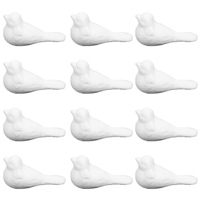 12 piezas de manualidades de pájaros para pintar, modelos de pájaros de espuma sin terminar.