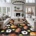 thumbnail image 3 of Brown Basketball Football Area Rugs 6'x9', Washable Small Throw Rugs for Kitchen Dining room, Checkered Ball Watercolor Indoor Outdoor Rug Non-Slip Low Pile Carpet Runner Reversible Floor Mats, 3 of 8