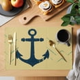 thumbnail image 2 of Anchor Coastal Placemats Set of 6, Nautical Navy Blue Beige Ocean Placemats for Dining Table, Place Mats for Kitchen Tabletop, Waterproof Wipeable Dining Table Mats Set, 2 of 9