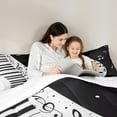 thumbnail image 4 of Manfei Teens Piano Music Twin Bedding Sets 7-Piece, Geometric Stripes Bedding Comforter Set, Black White Musical Note Sheet Sets, Ultra Soft Home Decor, 4 of 7