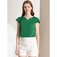 thumbnail image 3 of Camiseta Manga Tulipán Cuello En V Básico Para Mujer Verde oscuro M, 3 of 6