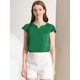 thumbnail image 3 of Camiseta Manga Tulipán Cuello En V Básico Para Mujer Verde oscuro M, 3 of 6