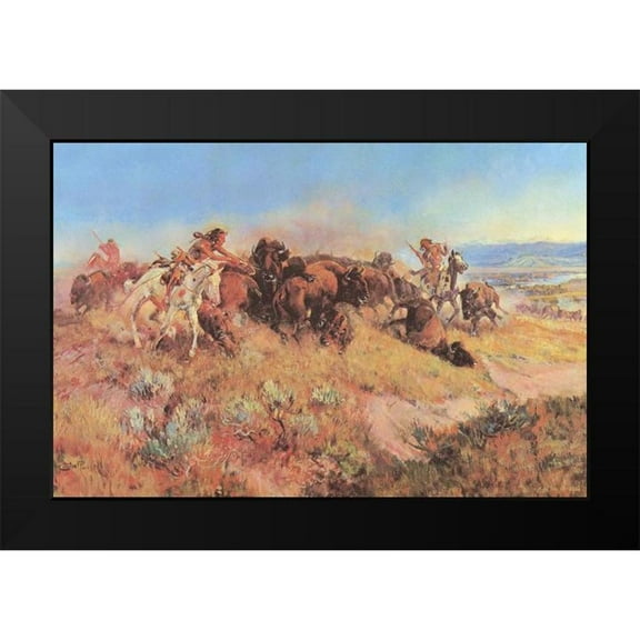Russell, Charles Marion 14x11 Black Modern Framed Museum Art Print Titled - The Buffalo Hunt No 40