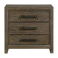 thumbnail image 2 of Wyn 27 Inch Nightstand- 3 Drawers- Nickel Handles- Brushed Walnut Brown, 2 of 6