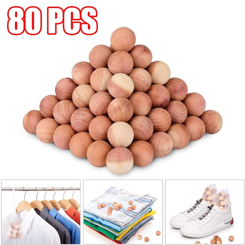 AURORA TRADE 80PCS Cedar Balls for Clothes Storage and Drawers Cedar Blocks 100 Natural