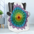 thumbnail image 4 of Rainbow Mandala Soft Flannel Fleece Blanket, Ornate Round Eastern Motif with Daisies and Foliage Leaves Oriental Culture, Cozy Plush for Indoor and Outdoor Use, 50" x 70", Multicolor, by Ambesonne, 4 of 5
