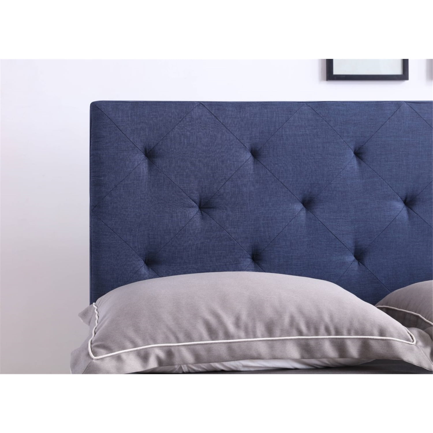Hodedah HIHB13 F BLUE Full-Size Upholstered Tufted Rectangular Headboard - Blue