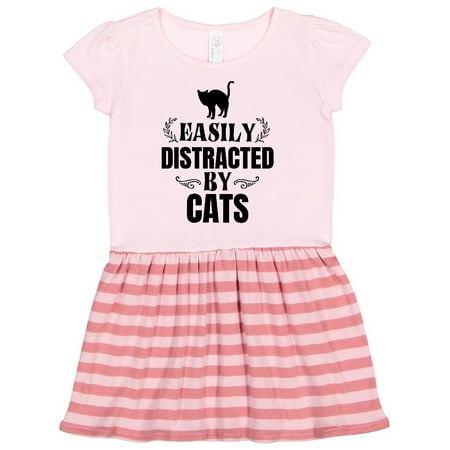 

Inktastic Easily Distracted by Cats Gift Toddler Girl Dress