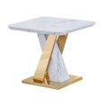 thumbnail image 2 of 3pc White Faux Marble Coffee Table Set with Gold Stainless Steel, 2 of 6