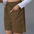 thumbnail image 7 of Hvot&aat Women's Bermuda Long Shorts Solid Color Elastic Drawstring Waist Lounge Running Athletic Shorts with Pockets, 7 of 7