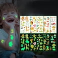 thumbnail image 2 of 10 hojas de tatuajes temporales luminosos para niños, 150 estilos: tigre, dinosaurio, brillan en la oscuridad, recuerdos de fiesta para niños y niñas, regalo, 2 of 8