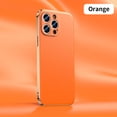 thumbnail image 1 of Genuine Cowhide Leather Phone Case for iPhone 16 14 12 13 15 Pro Max 15Pro 14Pro Luxury Plating Full Lens Protection Back Cover Orange(A006) For iPhone 11Pro Max, 1 of 6