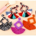 thumbnail image 2 of Colorful Long Fringle Tassel Earring Set-3 Layer Thread Tassel Hoop Earring, 2 of 3