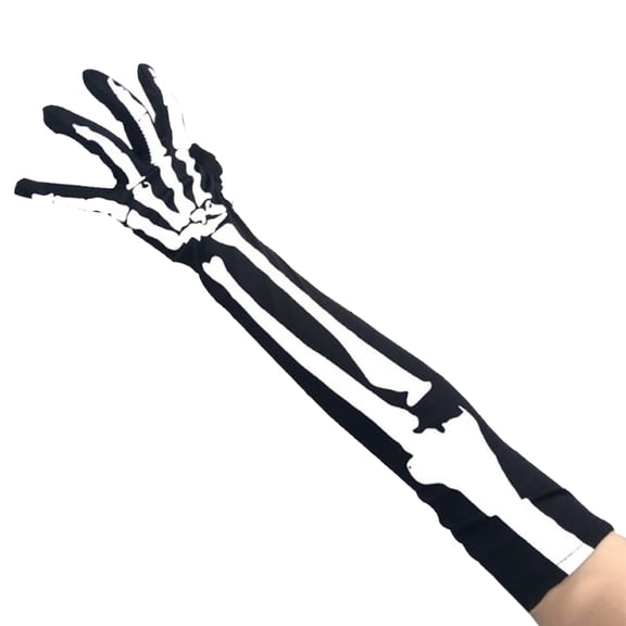 Skeleton Gloves Warm Full Finger Mittens for Halloween Cosplay Party and Daily Wears Size Fits for Most Adults