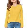 thumbnail image 4 of MUXiin Long Sleeve Shirts For Girls Yellow,Girls Pleated Long Sleeve Shirts Kids Pullover Tops Casual V Neck/Crewneck Cute Soft Blouses Outwear for Kids 6-7 Years, 4 of 4