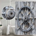 thumbnail image 4 of Grey Rudder Coastal Shower Curtain Set - 48" x 72" Washable Bathtub Curtain with 12 Hooks, Summer Beach Retro Ocean Waterproof Fabric Stall Shower Curtains for Bathroom/Bathtub Décor, 4 of 6