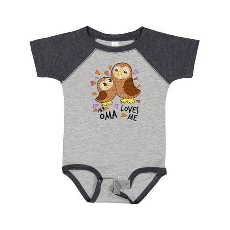 

Inktastic My Oma Loves Me- Cute Owl Family Gift Baby Boy or Baby Girl Bodysuit