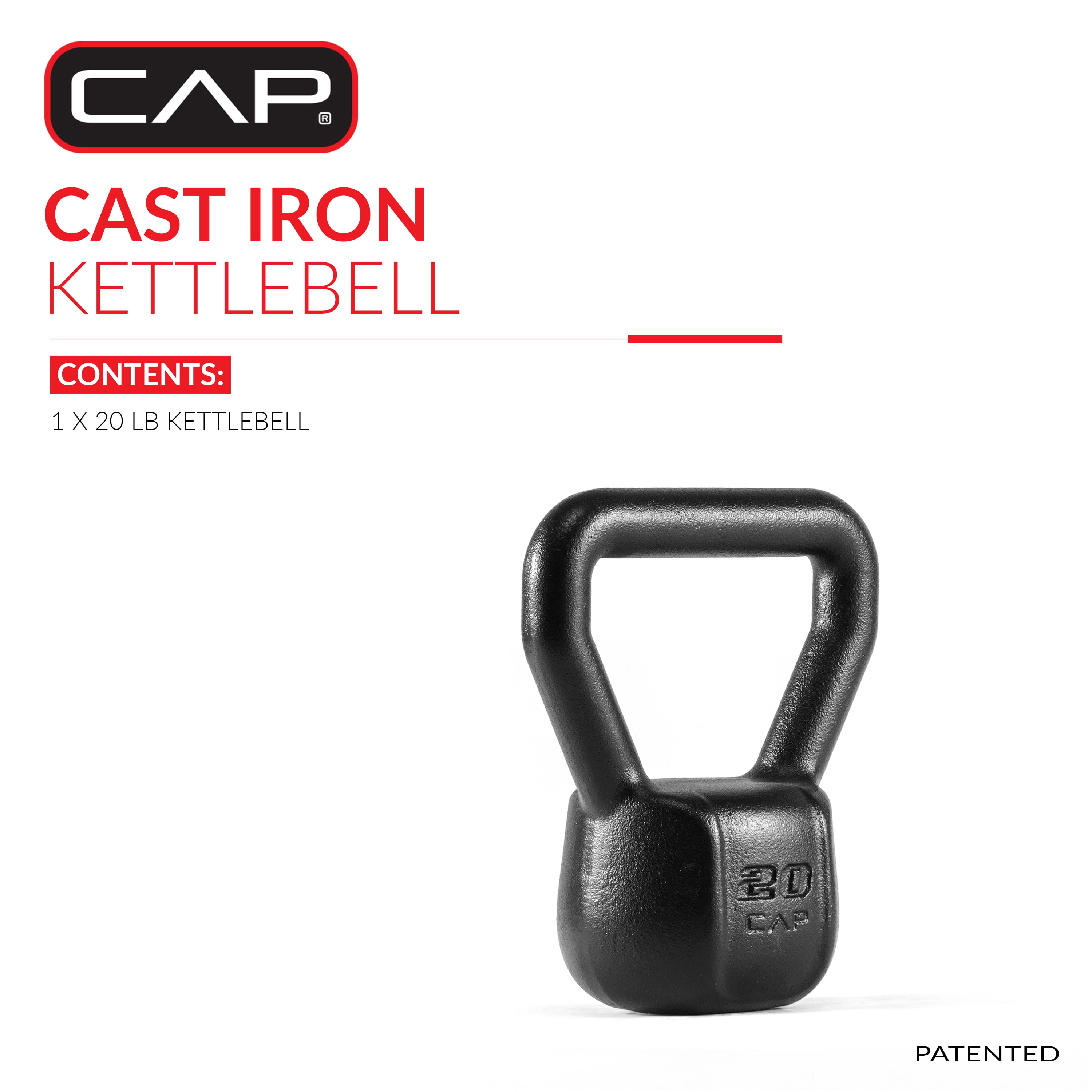 CAP Barbell Cast Iron Kettlebell, Home Gym Strength Training Weight, 20 lb