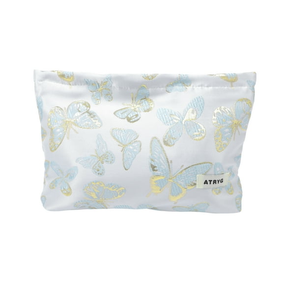 Unique Bargains 1 Pc Butterfly Print Drawstring Makeup Bag for Vacation Business Travel Polyester blue