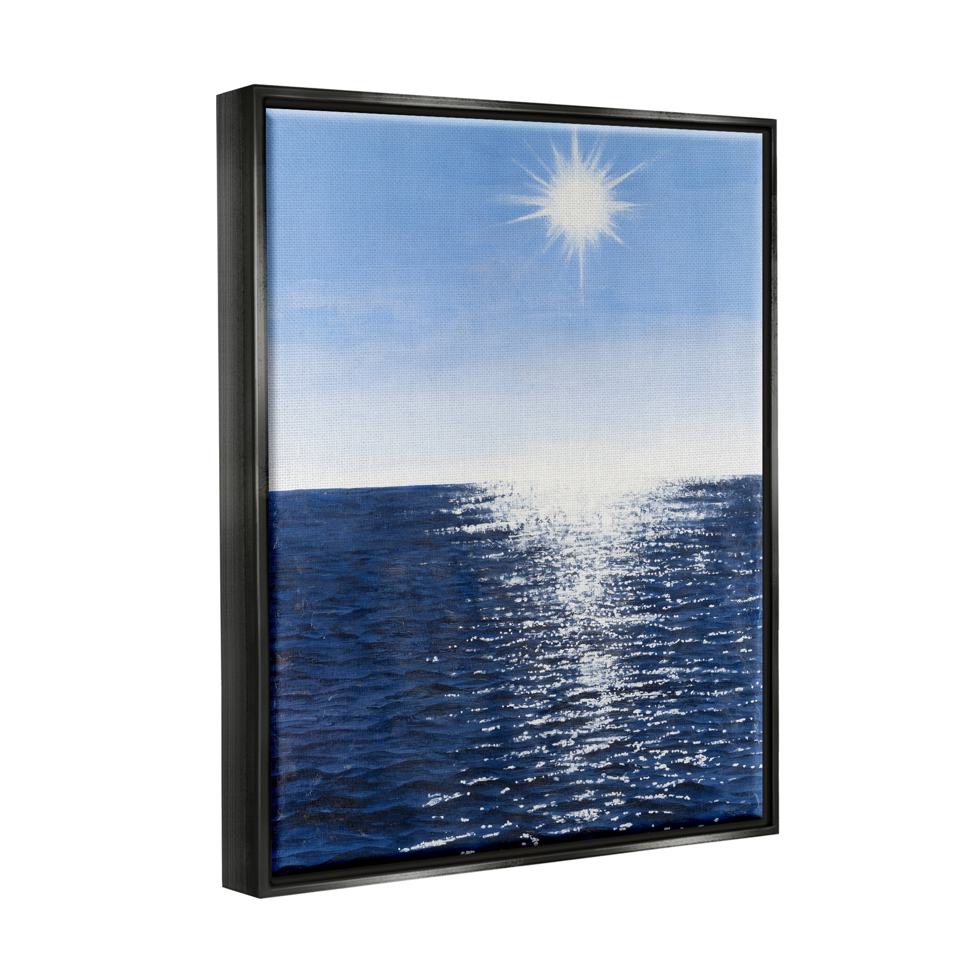 Stupell Summer Sunlight Ocean Reflection Landscape Photography Black Floater Framed Art Print Wall Art