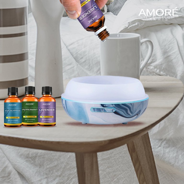 Hydro Dipped Ultrasonic Aromatherapy Diffuser With Essential Oil Gift Set 