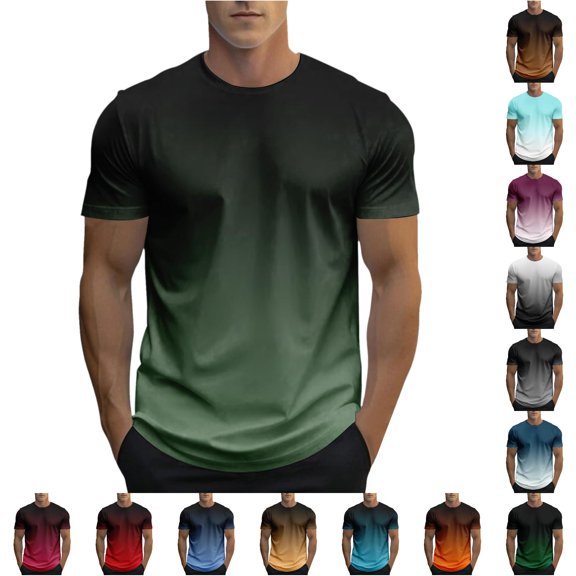 WERYOUNG Mens T-Shirts Oversized Tshirts For Men Summer Crew Neck Short Sleeve T Shirt With Gradient Color Sports Basic Tees Comfortable Top L