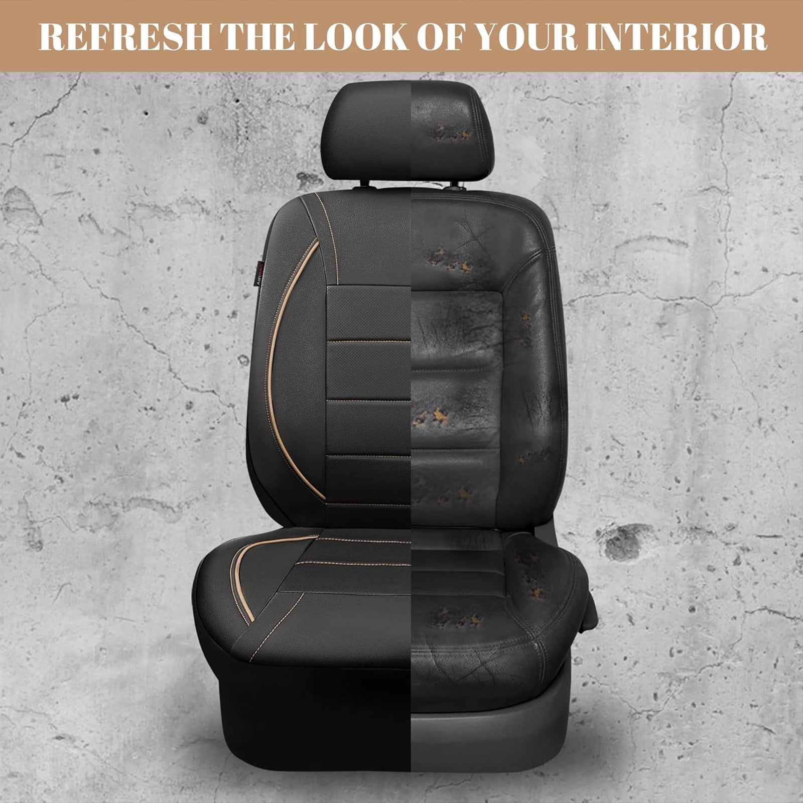 CAR GRAND Faux Leather car seat covers breathable universal fit airbag compatible car, SUV, truck and van
