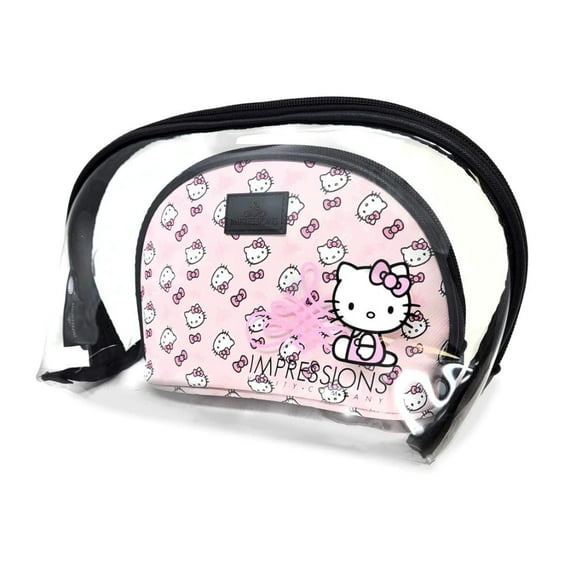 Impressions Vanity Hello Kitty 2 Pcs Nested Clutch Purses, Waterproof Travel Makeup Bag (Pink)