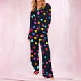 thumbnail image 4 of FDGIU ‌‌‌‌Plus Size Valentine Pajama Set for Women - Long Sleeve Button Down Sleepwear Pockets, 4 of 7