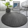 thumbnail image 1 of RBCKVXZ - Alfombra de baño redonda de espuma viscoelástica, con diseño de adoquines, superabsorbente, lavable, antideslizante, gruesa, suave y cómoda (80 cm, gris oscuro), 1 of 4