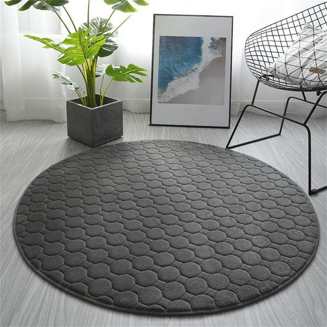 RBCKVXZ - Alfombra de baño redonda de espuma viscoelástica, con diseño de adoquines, superabsorbente, lavable, antideslizante, gruesa, suave y cómoda (80 cm, gris oscuro)