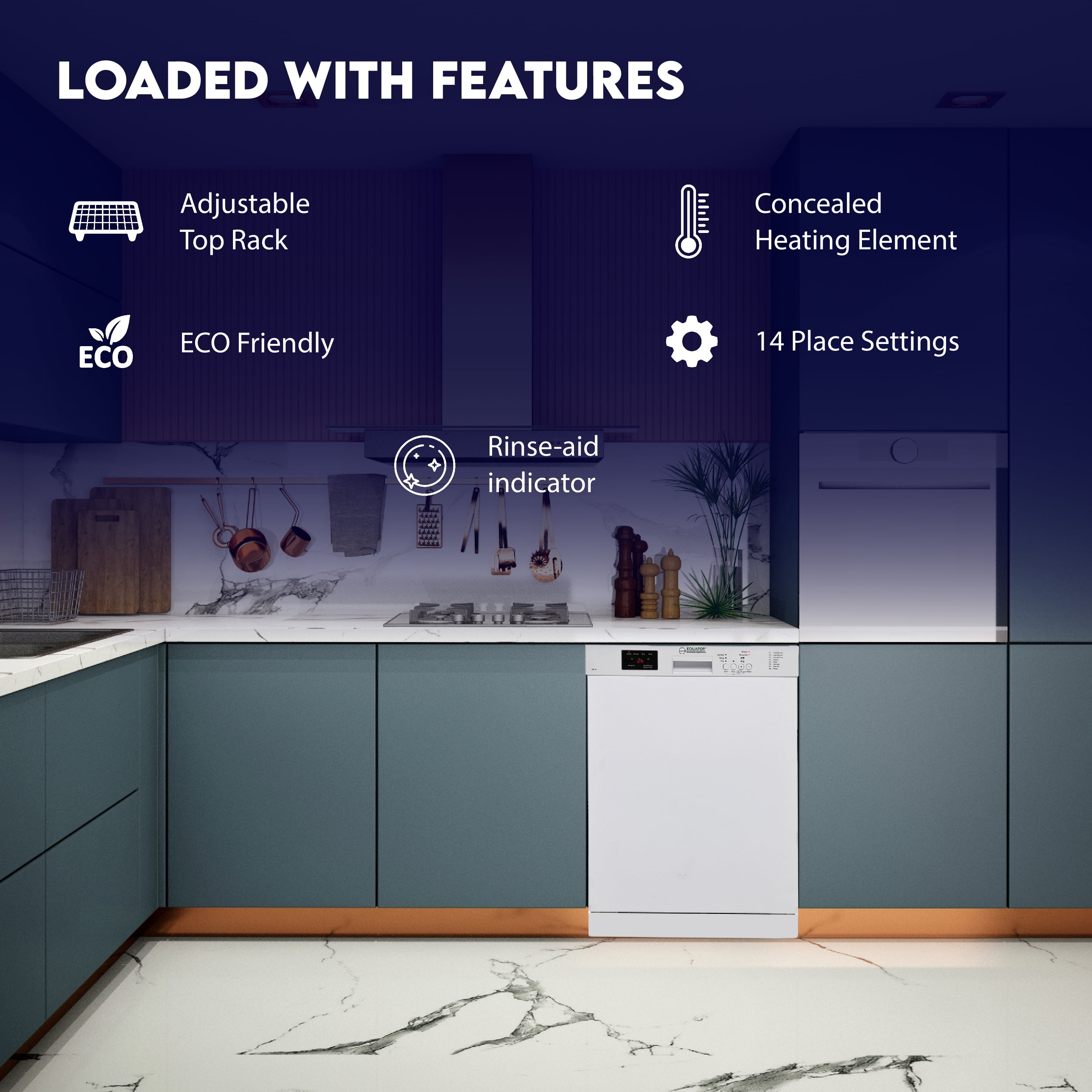 Equator Europe 24" Built in 14 place Dishwasher in White