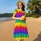 thumbnail image 4 of Disketp Bright Rainbow para Vestido de Manga Corta para Mujeres, Vestidos de Verano para Mujeres, Casual y Holgado para la Playa, 4 of 6