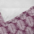 thumbnail image 4 of Ambesonne Palm Leaf Fleece Throw Blanket Plum Tropic Leaves Exotic 70"x90" Plum and White, 4 of 5