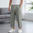 thumbnail image 2 of Bxsruta Men's Drawstring Cropped Pants Relaxed Fit Casual Summer Trousers with Front Pockets, 2 of 6