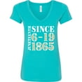 thumbnail image 3 of Inktastic Juneteenth Since 6-19-1865 Women's V-Neck T-Shirt, 3 of 5
