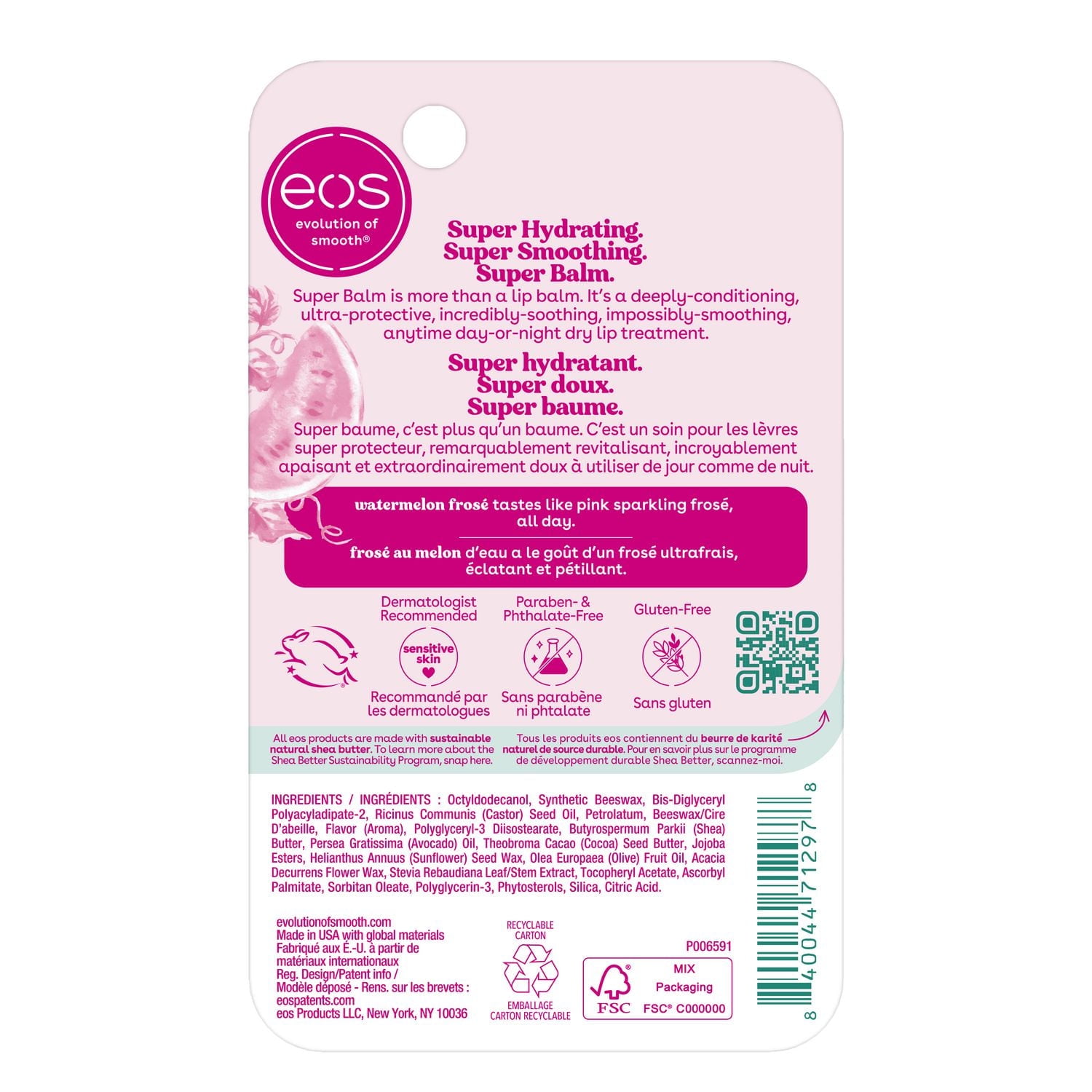 eos 24h Moisture Super Balm Watermelon Frose, 10 ml