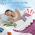 thumbnail image 3 of Cute Cartoon Dinosaur Cooling Blanket, Lightweight Breathable Summer Throw Blanket with Double Sided Cold Effect, Green Blue Purple Animals Picnic Beach Blankets Bed Sheet for Hot Sleepers 60"x80", 3 of 8