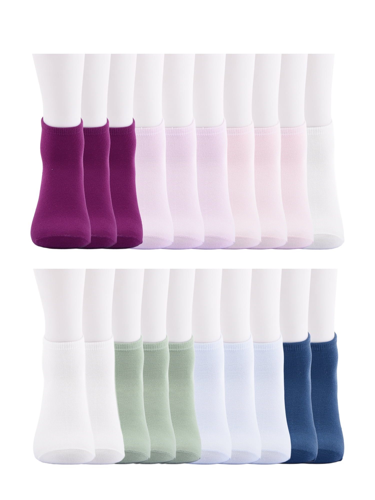 No Boundaries Women's Ankle Cut Socks, 20 Pack, Shoe Size 4-10