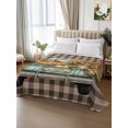 thumbnail image 3 of Full Flat Sheet Only Happy Thanksgiving Blue Truck Soft Microfiber Cooling Bedding Sheets Black Plaid Background Flat Bed Sheet for Hotel,Home Decor, 3 of 9